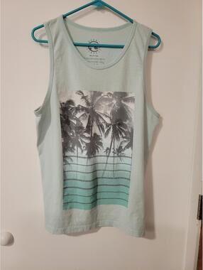 Ocean Current Men's Medium Tank Top with Palm Tree Graphic